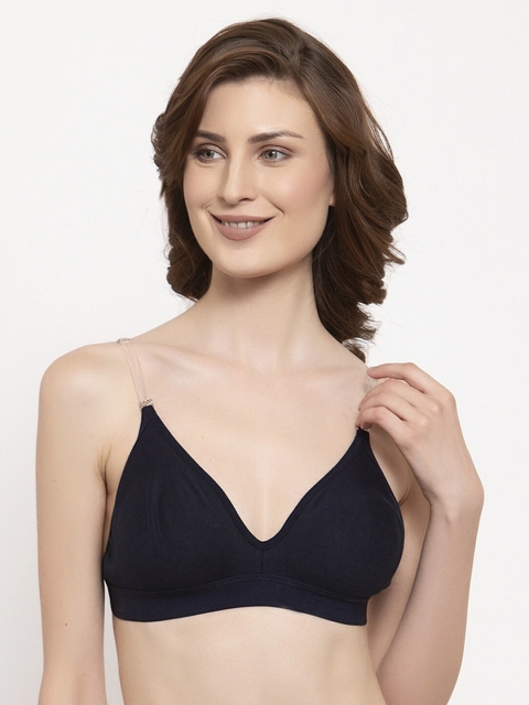 

Quttos Navy Blue Solid Non-Wired Non Padded T-shirt Bra QT-BR-4016-BLU-30B
