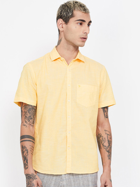 

CODE by Lifestyle Men Yellow Regular Fit Solid Casual Shirt