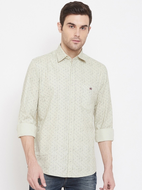 

Crimsoune Club Men Green Standard Slim Fit Printed Casual Shirt