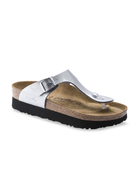 

Birkenstock Women Gizeh Platform Silver Regular Width Sandals
