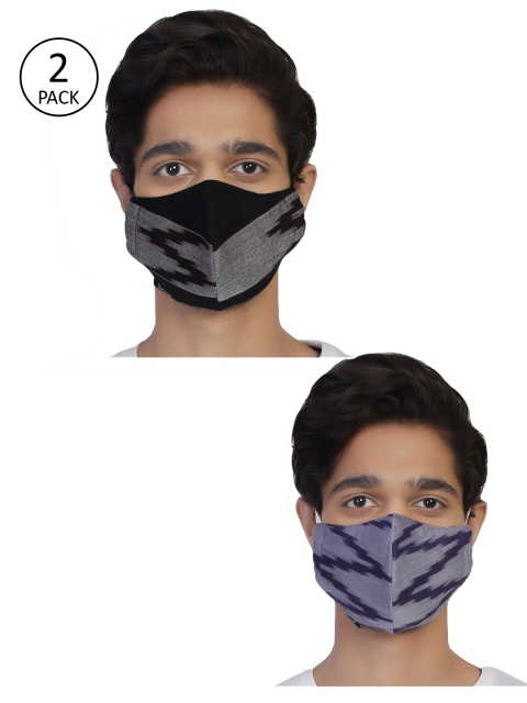 

Anekaant Men 2 Pcs 3-Ply Anti-Pollution Reusable Cloth Masks, Multi