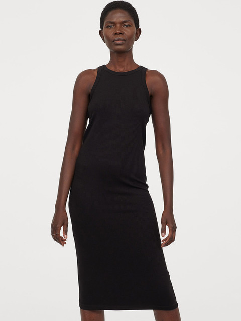 

H&M Women Black Ribbed Dress
