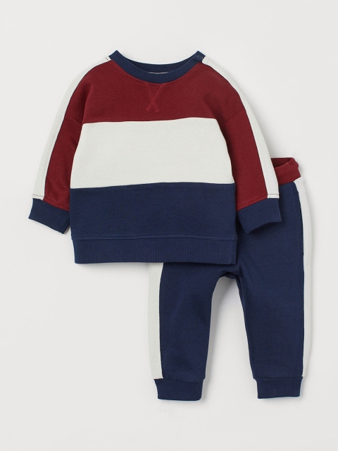 

H&M Boys Red & Navy Blue Colourblocked T-shirt with Pyjamas