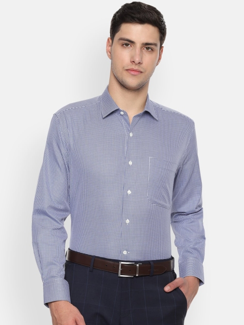 

Luxure by Louis Philippe Men Blue & White Regular Fit Self Design Formal Shirt