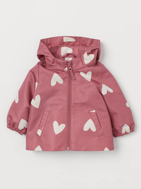 

H&M Girls Salmon Pink & White Printed Water-repellent Jacket