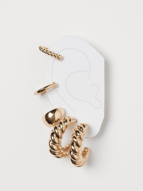 

H&M Women Pack Of 5 Gold-Toned Earrings And Ear Cuffs