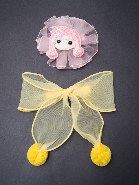 

Golden Peacock Girls Set of 2 Yellow & Pink Lace Alligator Hair Clips