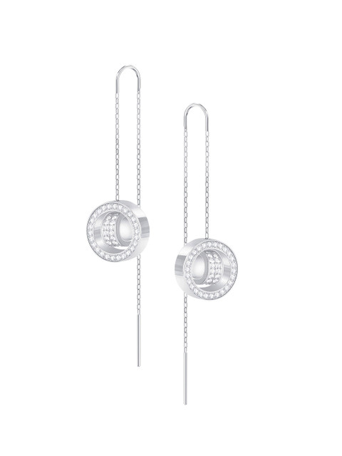 

SWAROVSKI Silver-Toned Rhodium Plated Crystal Studded Drop Earrings