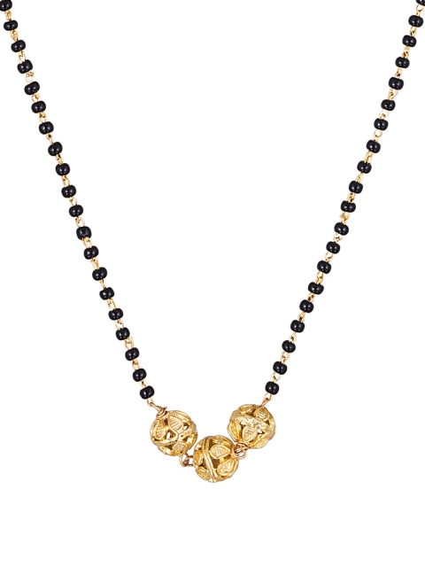 

Sia Art Jewellery Gold-Plated & Black Beaded Mangalsutra
