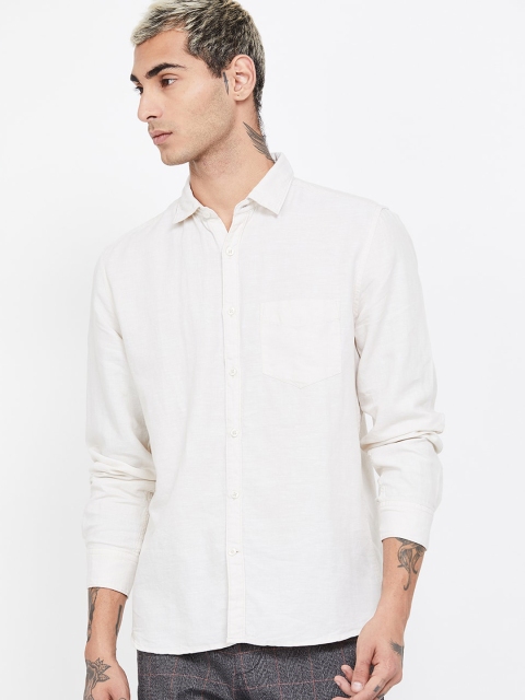 

CODE by Lifestyle Men Off-White Regular Fit Solid Casual Shirt