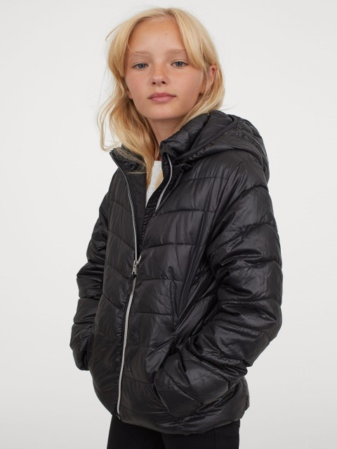 

H&M Girls Black Solid Lightweight Puffer Jacket