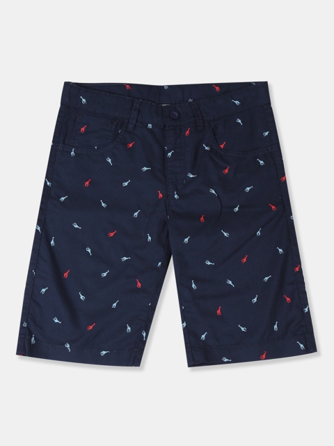 

Flying Machine Boys Navy Blue Printed Regular Fit Regular Shorts