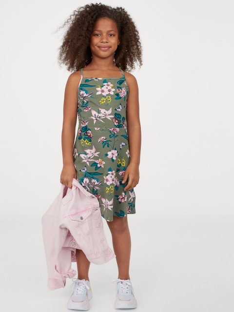

H&M Girls Green Printed A-Line Dress