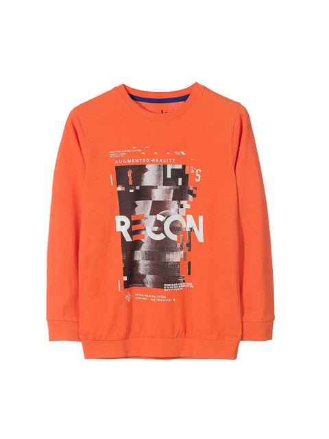 

LINCOLN & SHARKS Boys Orange Printed Round Neck T-shirt