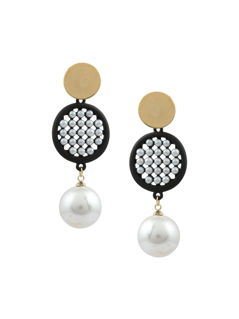 

Sia Art Jewellery Gold-Toned & Black Circular Drop Earrings