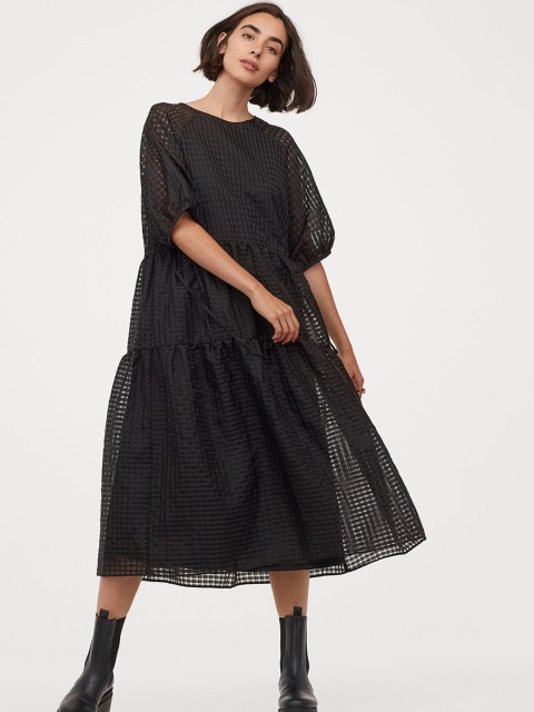 

H&M Women Black Jacquard-Weave Dress