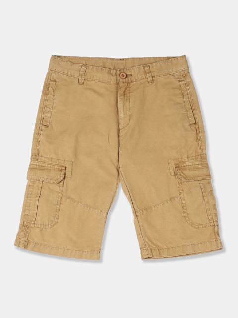 

Flying Machine Boys Mustard Yellow Solid Regular Fit Cargo Shorts