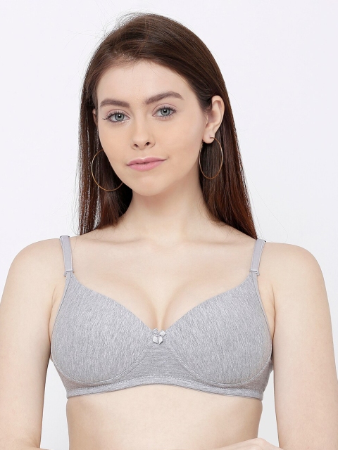

SHERRY Grey Melange Solid Non-Wired Lightly Padded Everyday Bra Jigna Grey