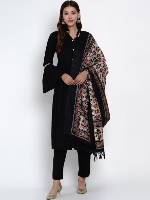 

SIAH Women Black & Beige Solid Kurta with Trousers & Dupatta