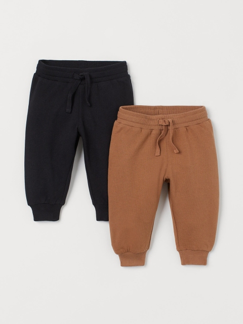 

H&M Boys 2-Pack Solid Cotton Joggers, Brown