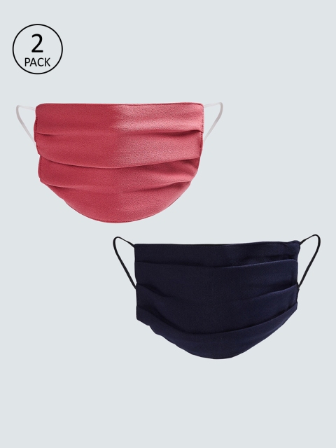 

Ginger by Lifestyle Women Pack Of 2 Solid Reusable 2-Ply Cloth Masks, Navy blue