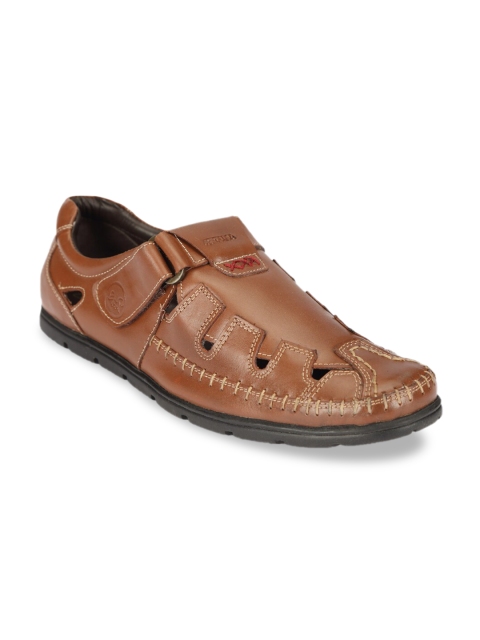 

ATTILIO by Ruosh Men Tan Brown Leather Shoe-Style Sandals