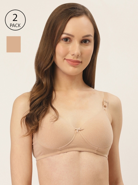 

Inner Sense Pack of 2 Beige Solid Non-Wired Lightly Padded Sustainable T-shirt Bras ISBC068