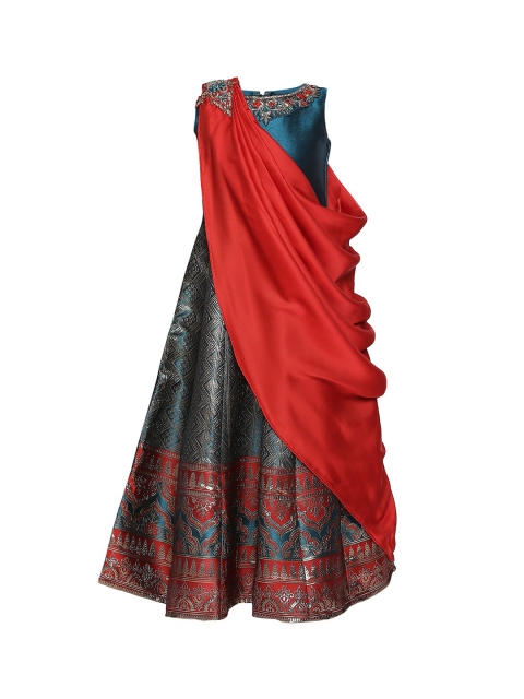 

BETTY Girls Green Printed Ethnic Maxi Dress