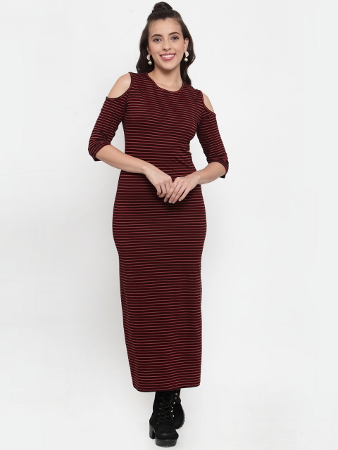 

FIVE STONES Women Red Striped Maxi Dress