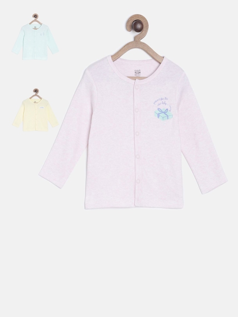 

MINI KLUB Kids Pack Of 3 Solid Round Neck Pure Cotton T-shirt, Pink