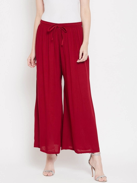 

Castle Women Maroon Solid Flared Palazzos
