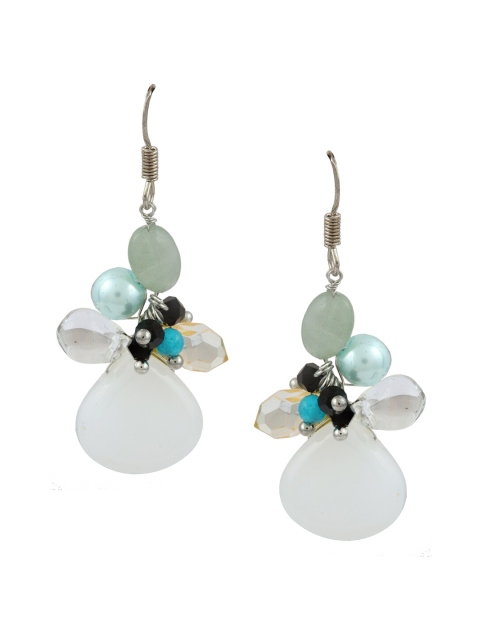 

Sia Art Jewellery Silver-Toned & White Contemporary Drop Earrings