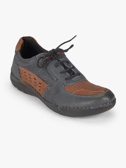 

ATTILIO by Ruosh Men Navy Blue & Brown Leather Sneakers