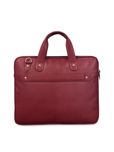 

ABYS Unisex Maroon Solid Leather Laptop Bag