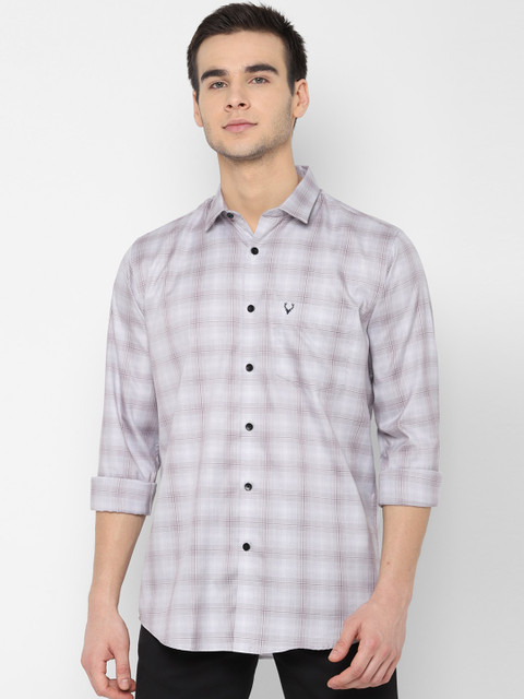 

Allen Solly Men Grey Slim Fit Checked Casual Shirt