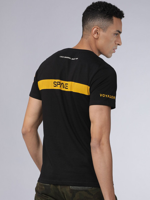

LOCOMOTIVE Men Black & White Printed Round Neck T-shirt