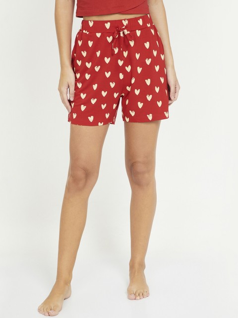 

Ginger by Lifestyle Women Red & White Printed Lounge Shorts