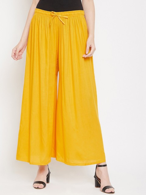 

Castle Women Mustard Yellow Solid Flared Palazzos