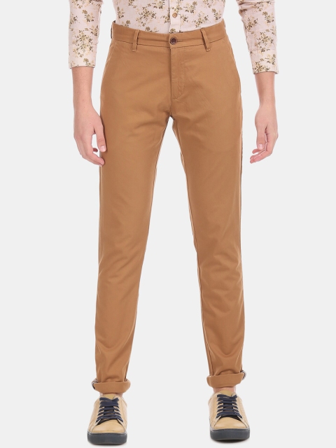 

True Blue Men Camel Brown Straight Fit Solid Chinos