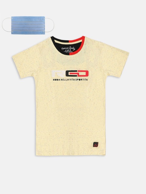 

Lil Tomatoes Boys Yellow Printed Round Neck T-shirt