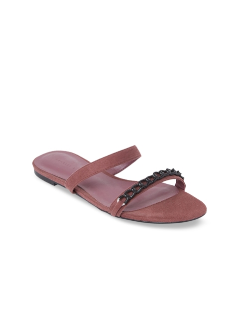 

CHARLES & KEITH Women Mauve Embellished PU Open Toe Flats
