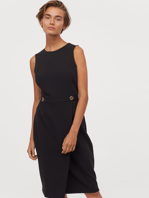

H&M Women Black Solid Fitted Dress
