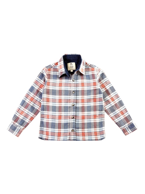 

Cherry Crumble Boys Blue & Orange Regular Fit Checked Casual Shirt