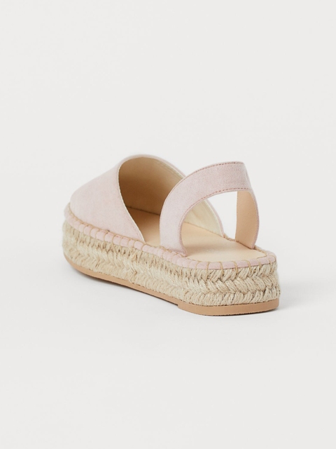 

H&M Women Pink Solid Slingback Espadrilles Flatform Heels