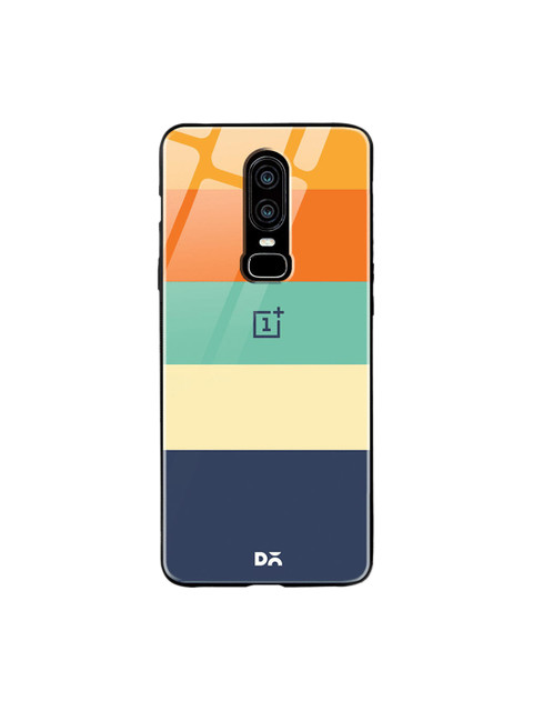 

DailyObjects Blue & Orange Striped Quin OnePlus 6 Glass Case
