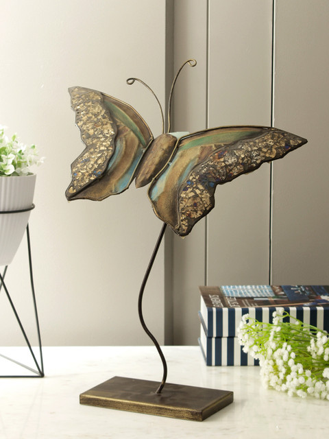 

Living Essence Gold-Toned & Green Ibiza Butterfly-Shaped Metal Accent