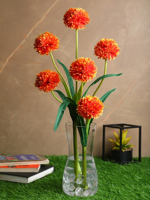 

PolliNation Set Of 2 Orange & Green Decorative Artificial BallMum Flower Stems