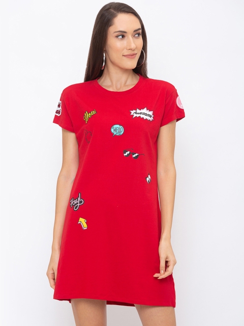 

Globus Women Red & Black Printed T-shirt Dress