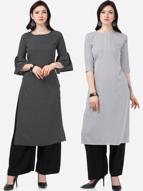 

Silk Bazar Women Pack Of 2 Straight Kurtas, Black