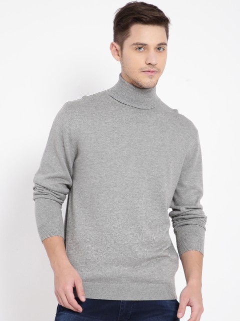

t-base Men Grey Solid Pullover Sweater